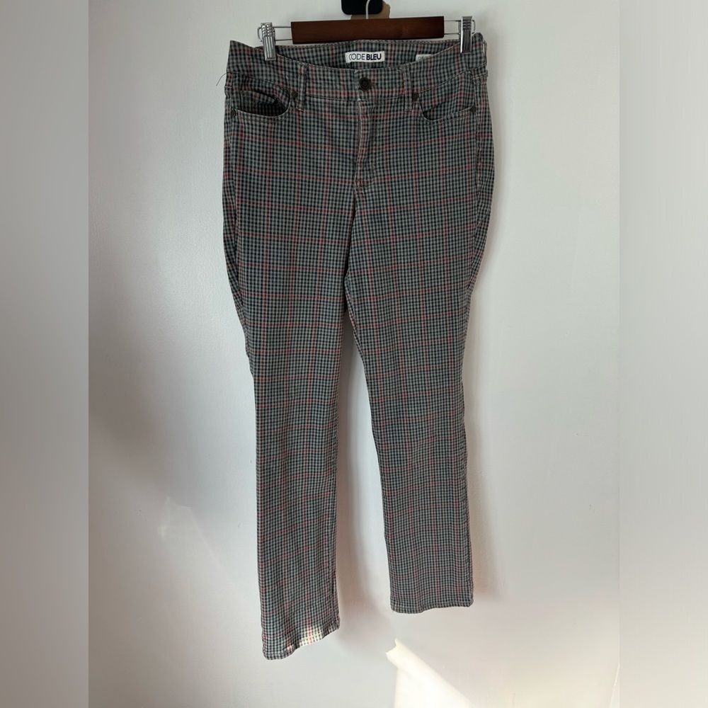 Code Bleu Plaid Gingham Chelsea Straight Jeans Tan Green Red Size 10 Christmas